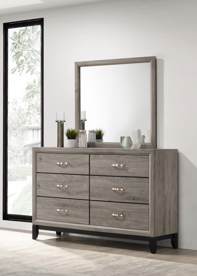 Home & Sleep Outlet - Watson 6-drawer Bedroom Dresser and Mirror Light Taupe