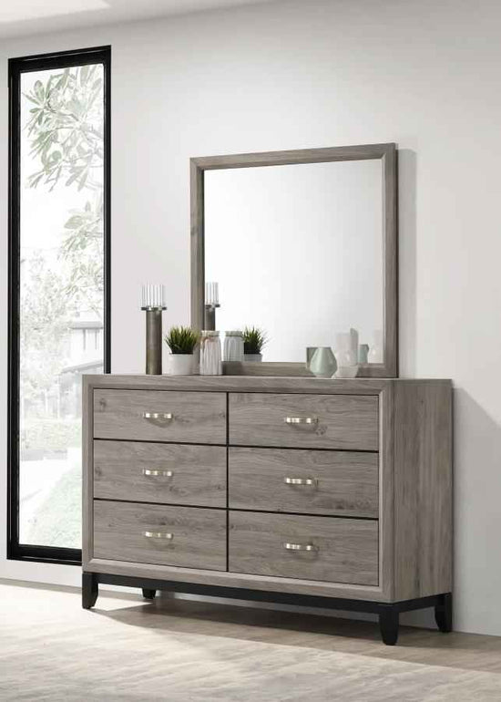 Valen 6-drawer Bedroom Dresser and Mirror Light Taupe