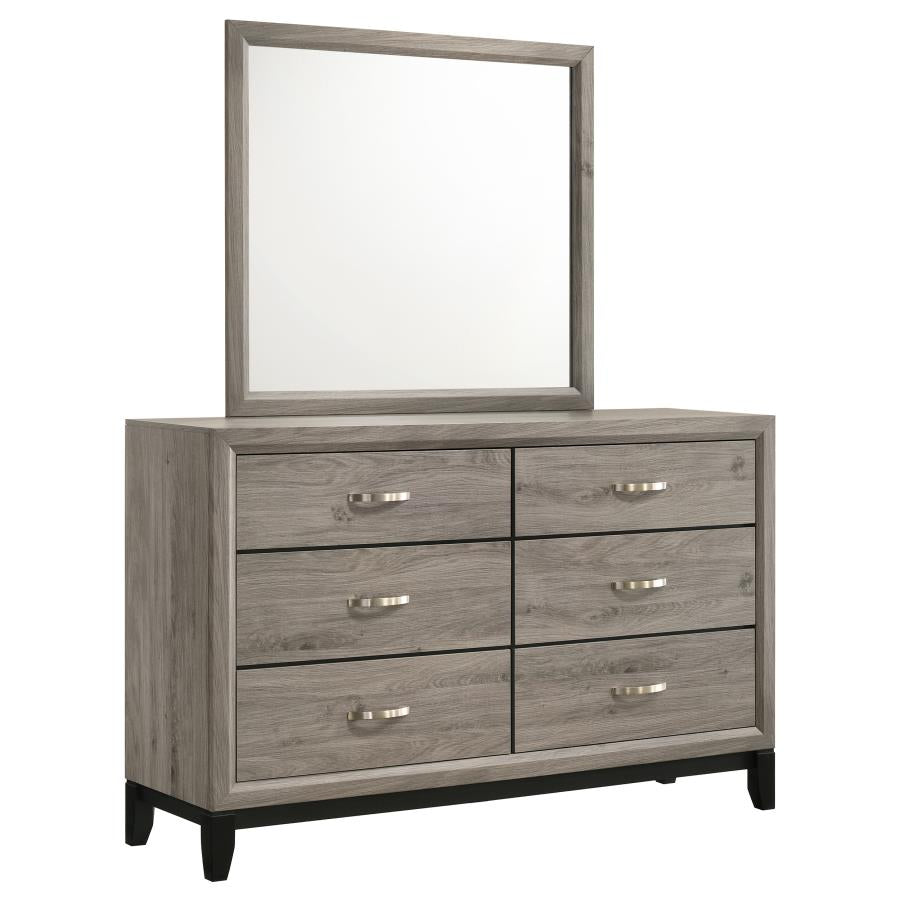 Home & Sleep Outlet - Watson 6-drawer Bedroom Dresser and Mirror Light Taupe