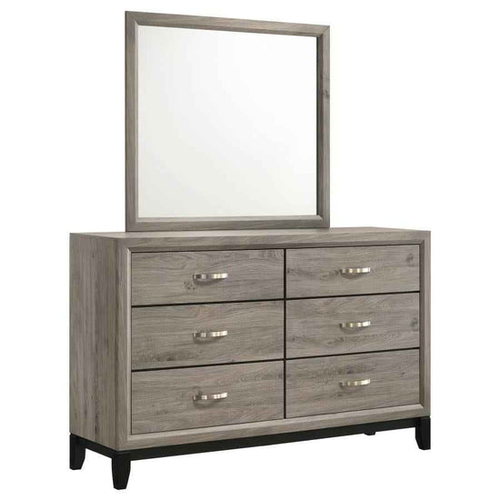 Valen 6-drawer Bedroom Dresser and Mirror Light Taupe