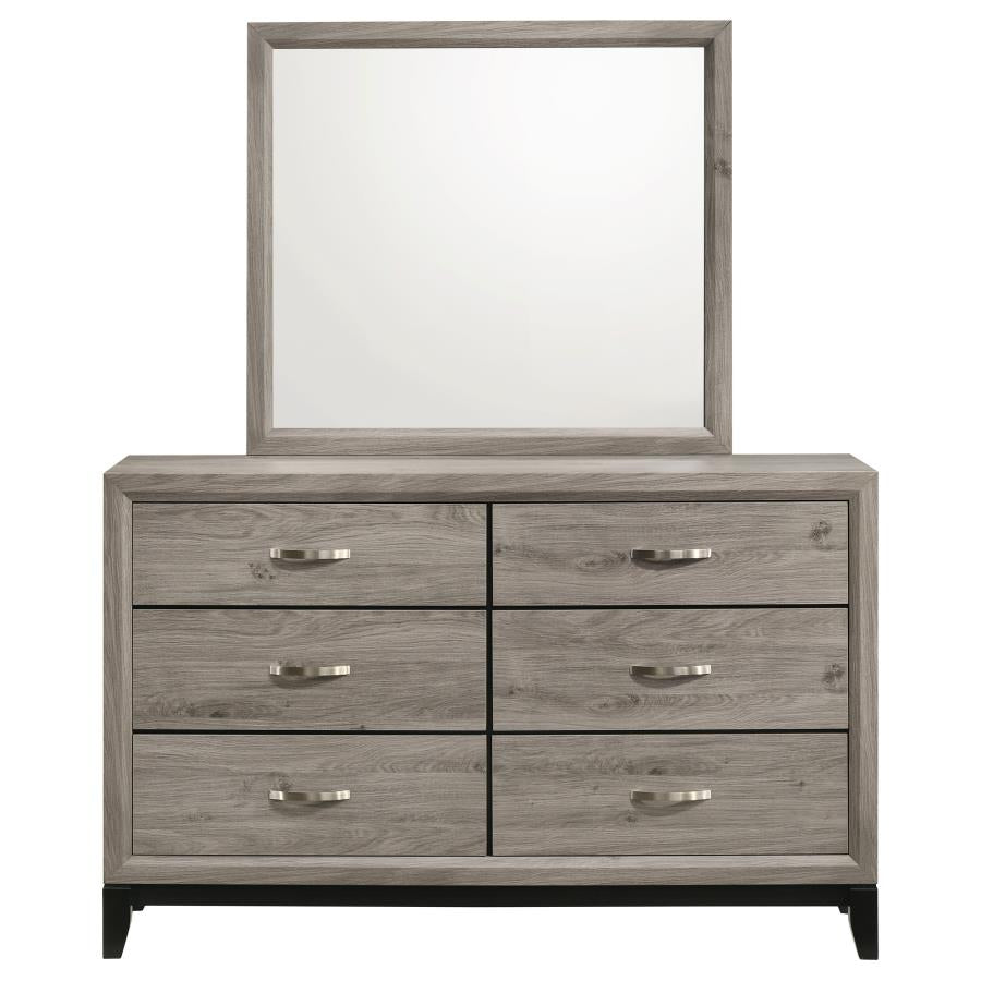 Home & Sleep Outlet - Watson 6-drawer Bedroom Dresser and Mirror Light Taupe