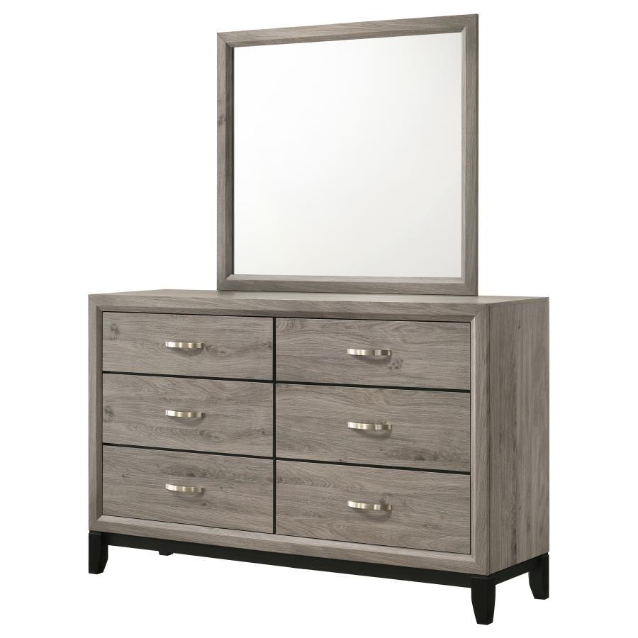 Home & Sleep Outlet - Watson 6-drawer Bedroom Dresser and Mirror Light Taupe