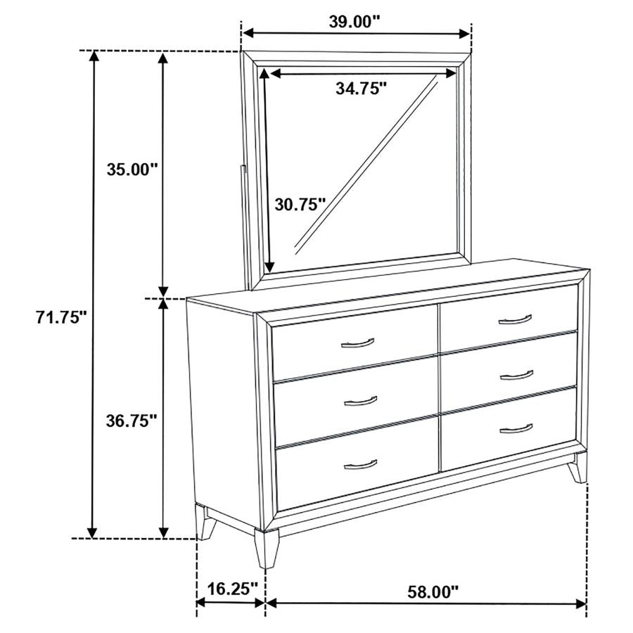 Home & Sleep Outlet - Watson 6-drawer Bedroom Dresser and Mirror Light Taupe