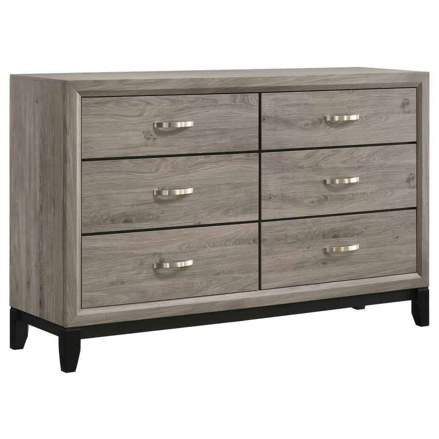 Valen 6-drawer Bedroom Dresser Cabinet Light Taupe