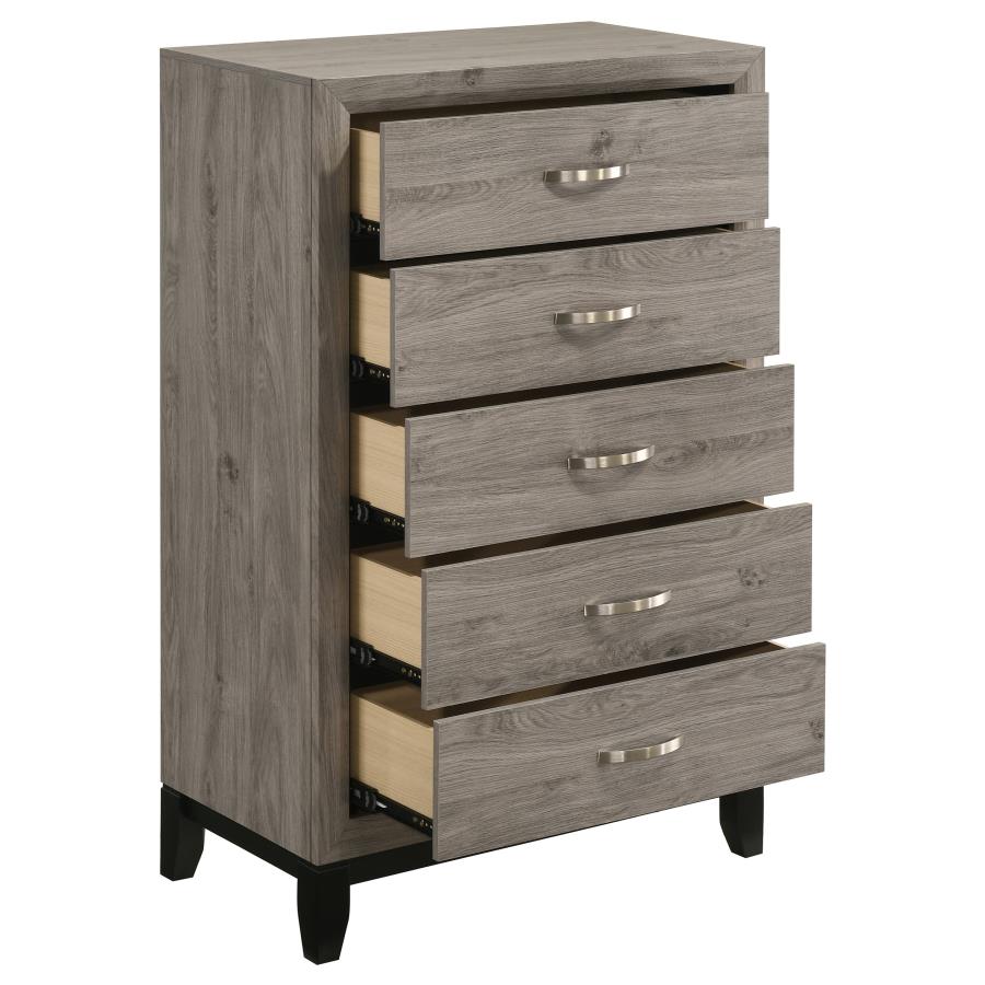 Home & Sleep Outlet - Watson 5-drawer Bedroom Chest of Drawers Light Taupe