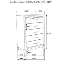 Valen 5-drawer Bedroom Chest of Drawers Light Taupe