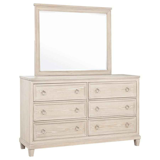 Pembroke 6-drawer Bedroom Dresser with Mirror Washed Oak