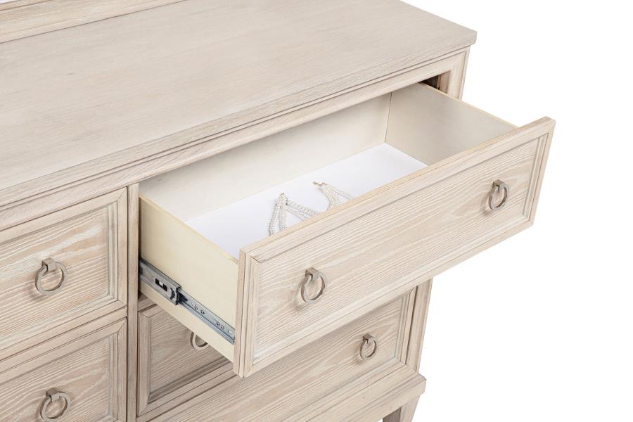 Home & Sleep Outlet - Pembroke 6-drawer Bedroom Dresser with Mirror Washed Oak