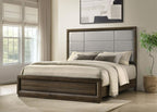 Home & Sleep Outlet - Atlas 63-inch Eastern King Upholstered Panel Bed Grey and Dark Oak
