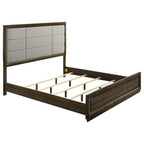 Home & Sleep Outlet - Atlas 63-inch Eastern King Upholstered Panel Bed Grey and Dark Oak