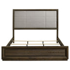 Home & Sleep Outlet - Atlas 63-inch Eastern King Upholstered Panel Bed Grey and Dark Oak