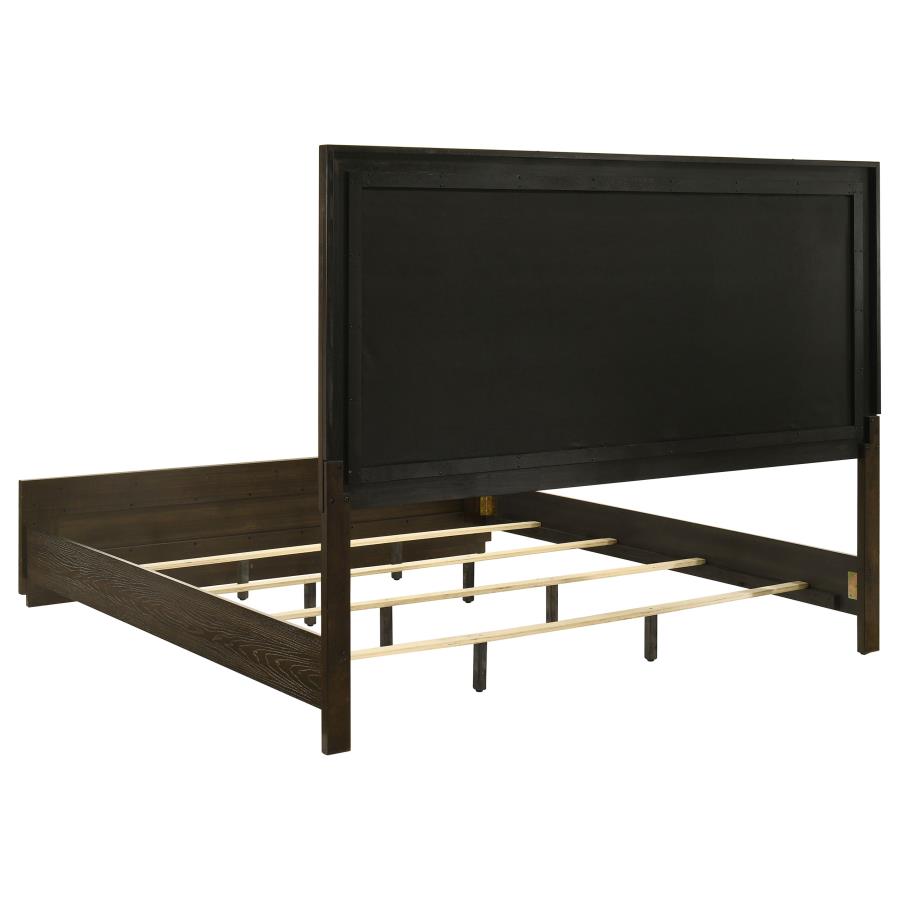 Home & Sleep Outlet - Atlas 63-inch Eastern King Upholstered Panel Bed Grey and Dark Oak