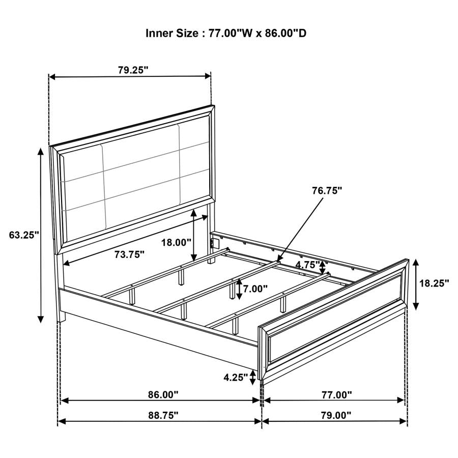 Home & Sleep Outlet - Atlas 63-inch California King Upholstered Panel Bed Grey and Dark Oak
