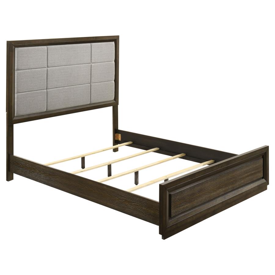 Home & Sleep Outlet - Atlas 63-inch Queen Upholstered Panel Bed Grey and Dark Oak