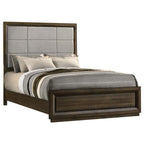 Home & Sleep Outlet - Atlas 63-inch Queen Upholstered Panel Bed Grey and Dark Oak