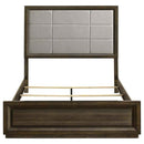 Atlas 64-inch Queen Upholstered Panel Bed Grey and Dark Oak
