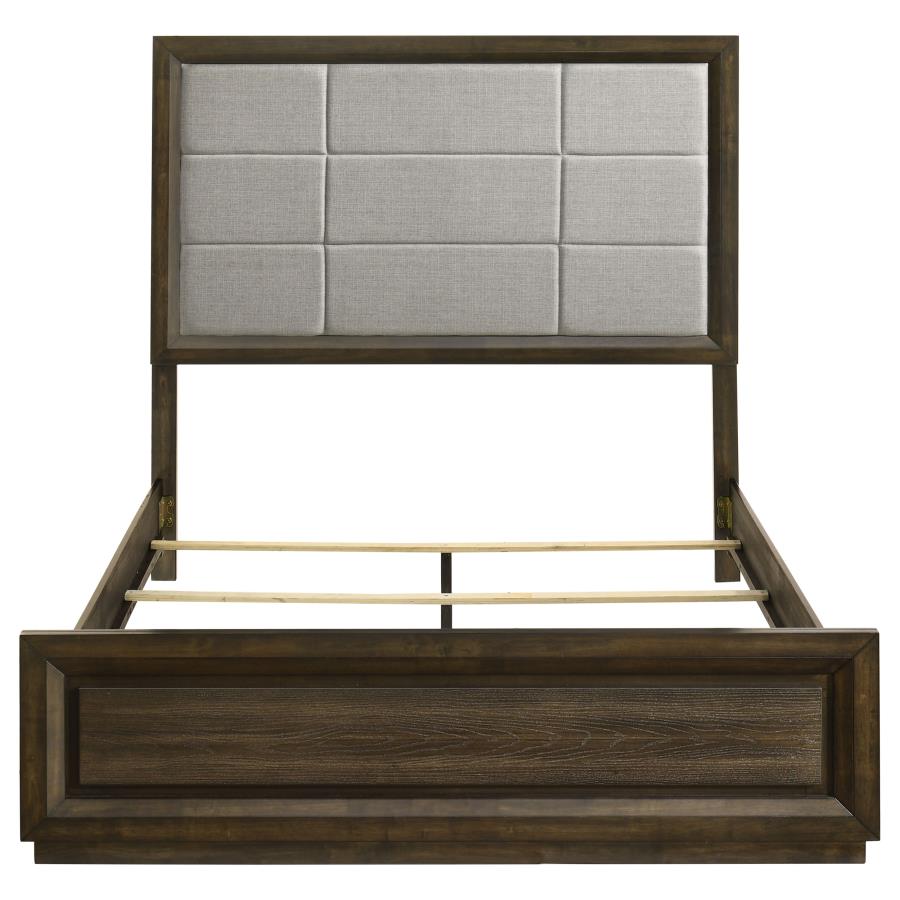 Home & Sleep Outlet - Atlas 63-inch Queen Upholstered Panel Bed Grey and Dark Oak