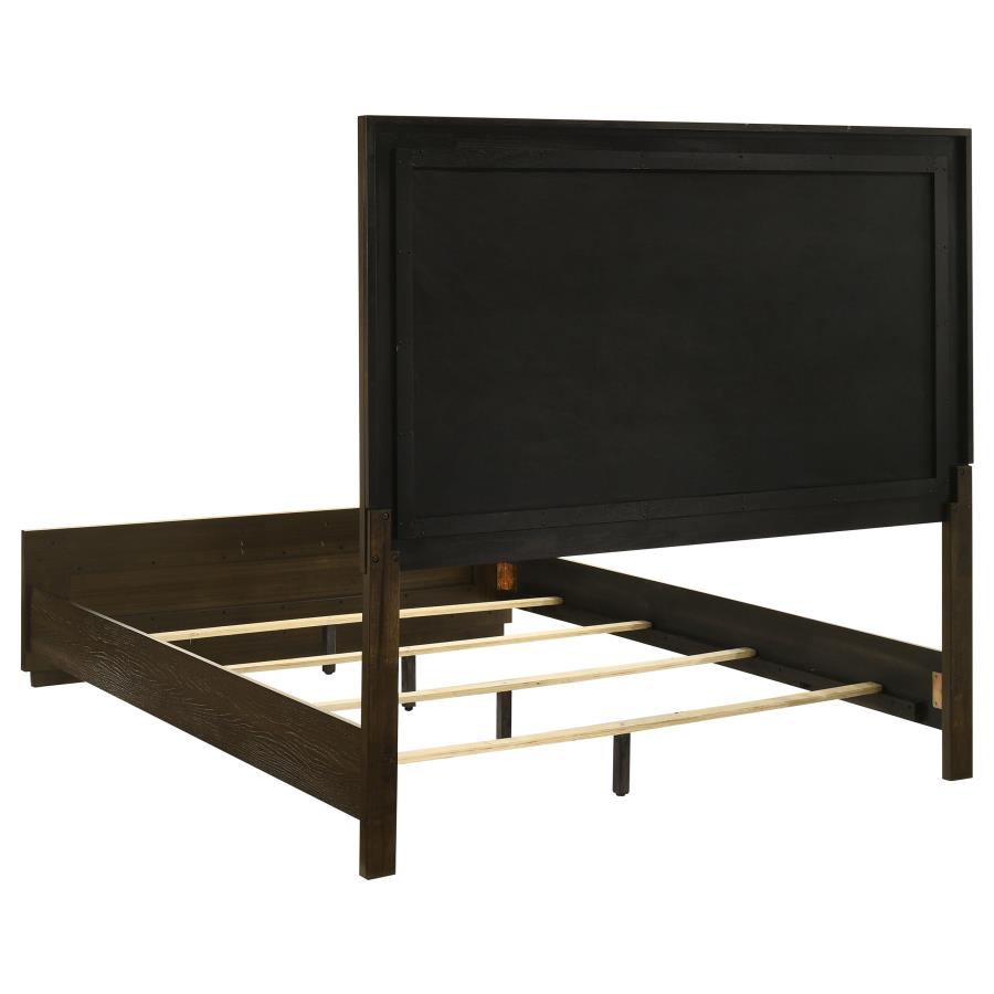 Home & Sleep Outlet - Atlas 63-inch Queen Upholstered Panel Bed Grey and Dark Oak