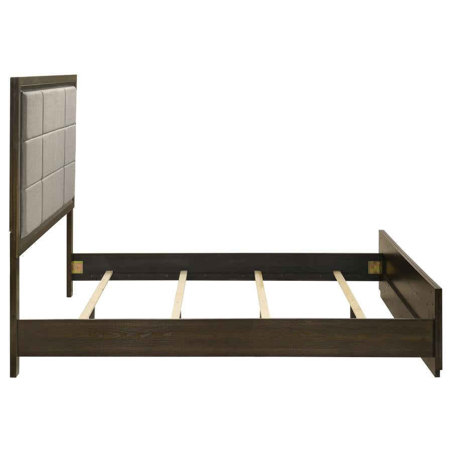 Home & Sleep Outlet - Atlas 63-inch Queen Upholstered Panel Bed Grey and Dark Oak