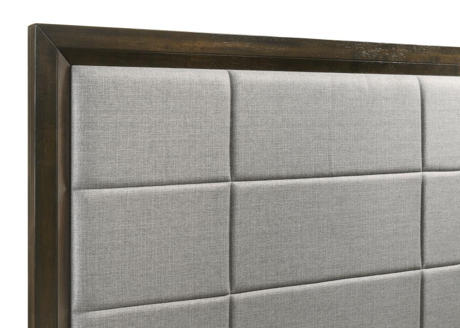 Home & Sleep Outlet - Atlas 63-inch Queen Upholstered Panel Bed Grey and Dark Oak
