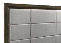 Atlas 64-inch Queen Upholstered Panel Bed Grey and Dark Oak