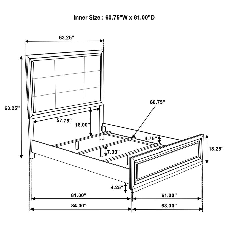 Home & Sleep Outlet - Atlas 63-inch Queen Upholstered Panel Bed Grey and Dark Oak