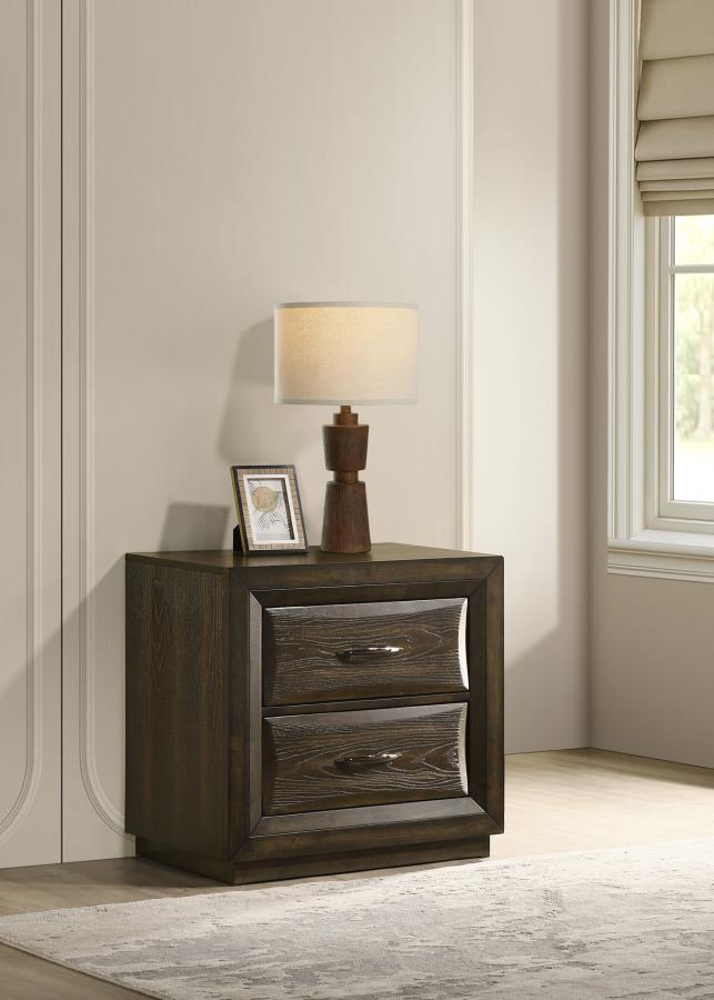 Home & Sleep Outlet - Atlas 2-drawer Bedroom Nightstand Bedside Table Dark Oak