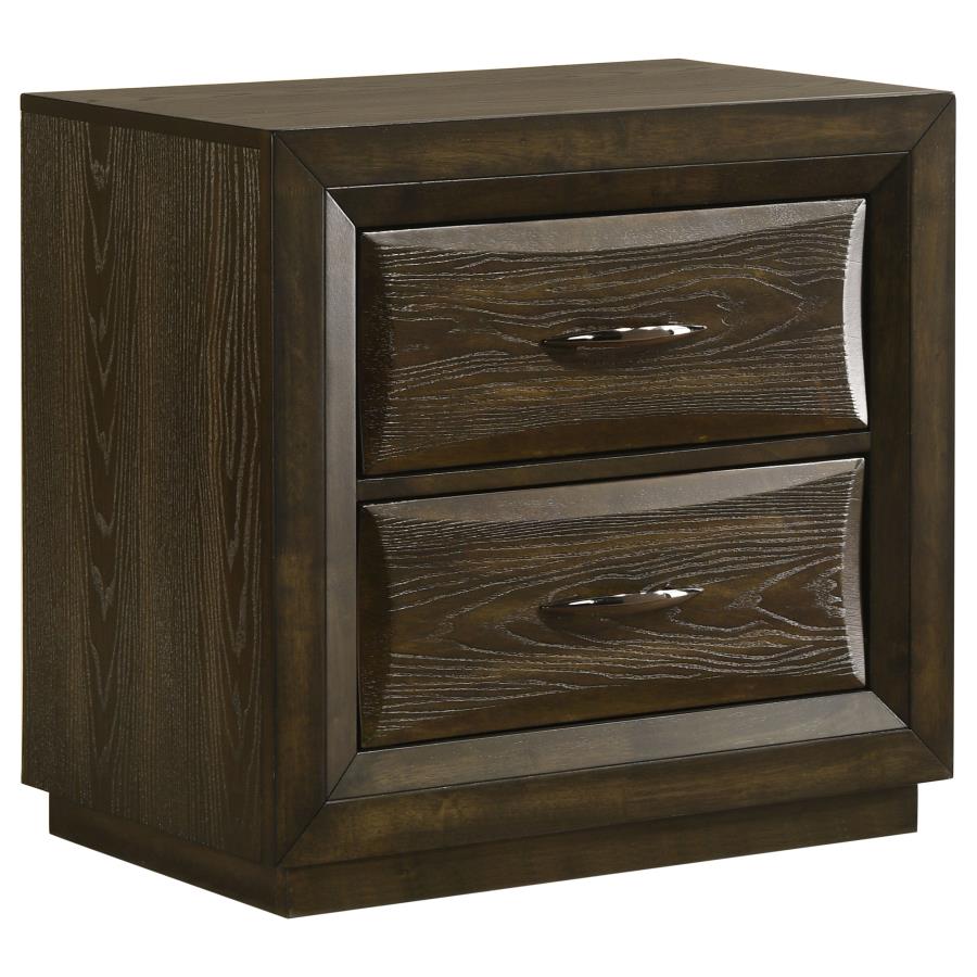 Home & Sleep Outlet - Atlas 2-drawer Bedroom Nightstand Bedside Table Dark Oak