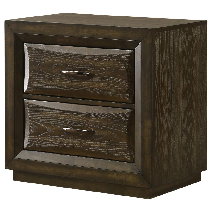 Home & Sleep Outlet - Atlas 2-drawer Bedroom Nightstand Bedside Table Dark Oak