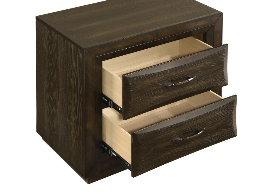 Home & Sleep Outlet - Atlas 2-drawer Bedroom Nightstand Bedside Table Dark Oak