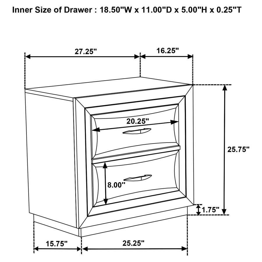 Home & Sleep Outlet - Atlas 2-drawer Bedroom Nightstand Bedside Table Dark Oak