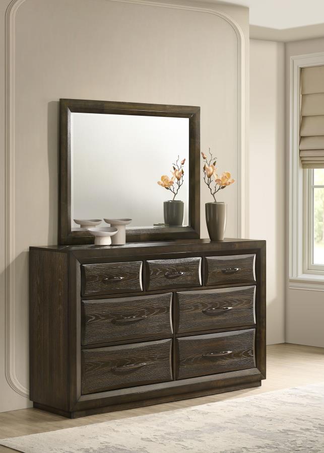 Home & Sleep Outlet - Atlas 7-drawer Bedroom Dresser and Mirror Set Dark Oak