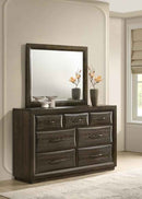 Atlas 7-drawer Bedroom Dresser and Mirror Set Dark Oak