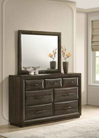 Atlas 7-drawer Bedroom Dresser and Mirror Set Dark Oak