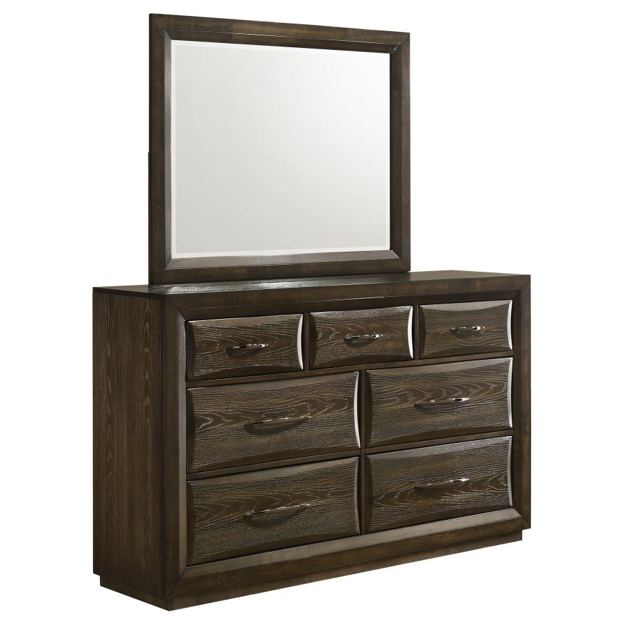 Home & Sleep Outlet - Atlas 7-drawer Bedroom Dresser and Mirror Set Dark Oak