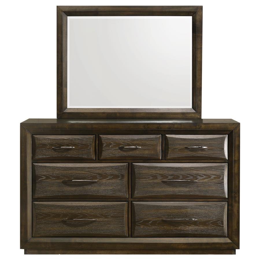 Home & Sleep Outlet - Atlas 7-drawer Bedroom Dresser and Mirror Set Dark Oak