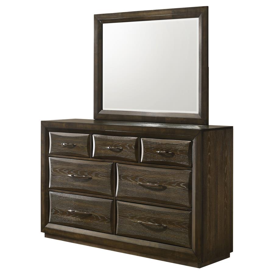 Home & Sleep Outlet - Atlas 7-drawer Bedroom Dresser and Mirror Set Dark Oak