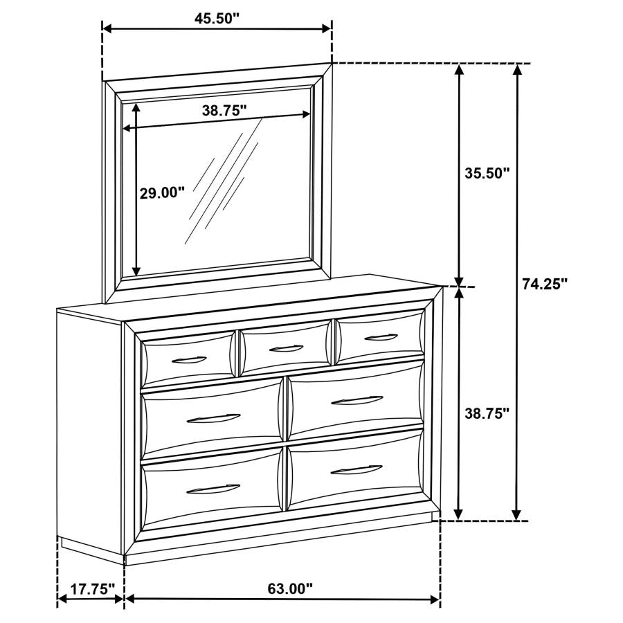 Home & Sleep Outlet - Atlas 7-drawer Bedroom Dresser and Mirror Set Dark Oak