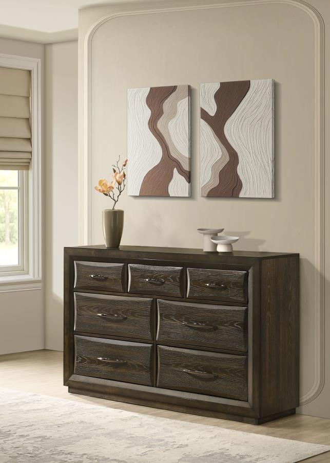 Home & Sleep Outlet - Atlas 7-drawer Bedroom Dresser Cabinet Dark Oak