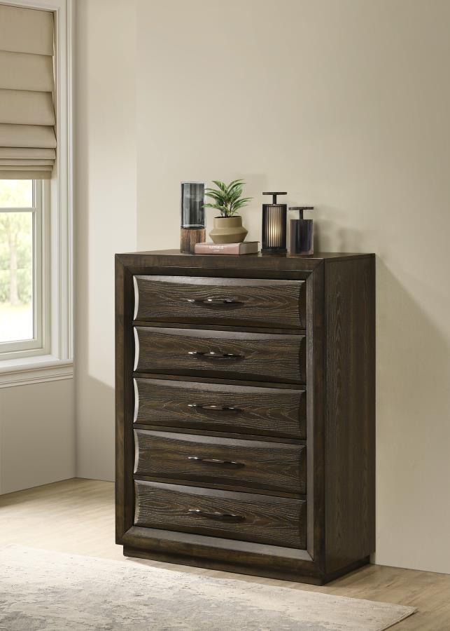 Home & Sleep Outlet - Atlas 5-drawer Bedroom Chest of Drawers Dark Oak