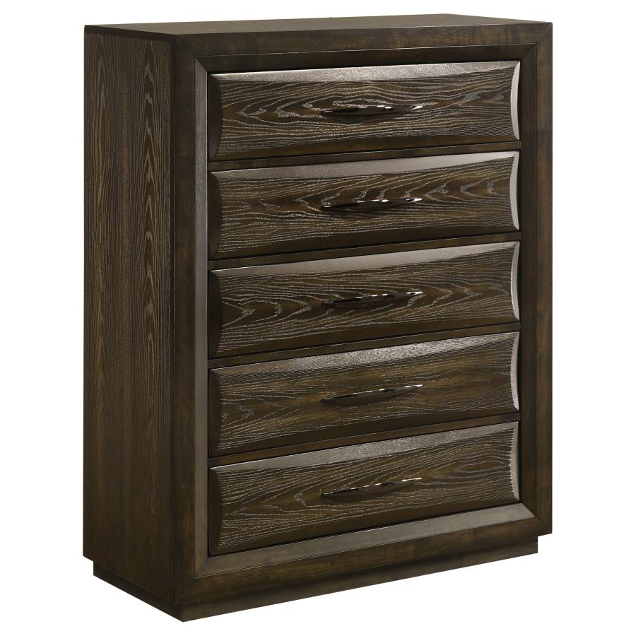 Home & Sleep Outlet - Atlas 5-drawer Bedroom Chest of Drawers Dark Oak