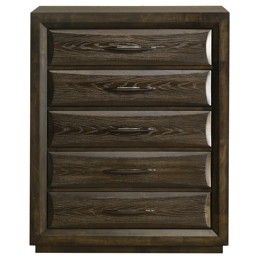 Home & Sleep Outlet - Atlas 5-drawer Bedroom Chest of Drawers Dark Oak