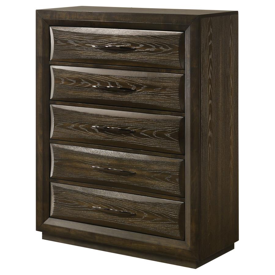 Home & Sleep Outlet - Atlas 5-drawer Bedroom Chest of Drawers Dark Oak
