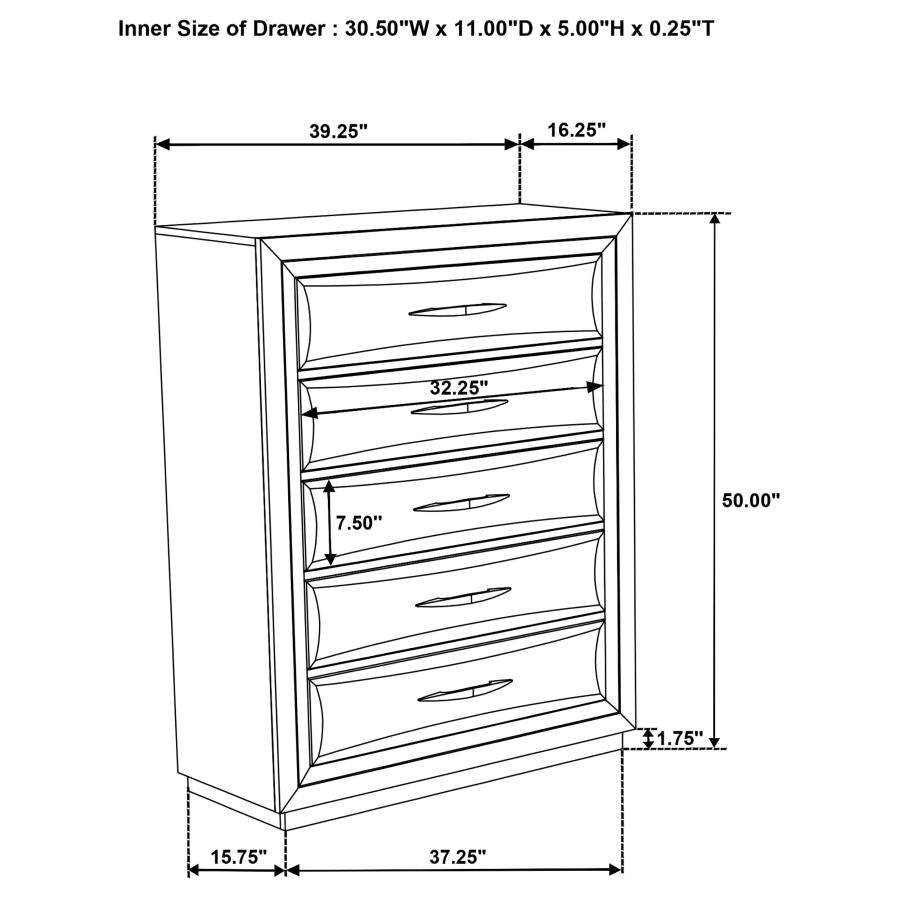 Home & Sleep Outlet - Atlas 5-drawer Bedroom Chest of Drawers Dark Oak