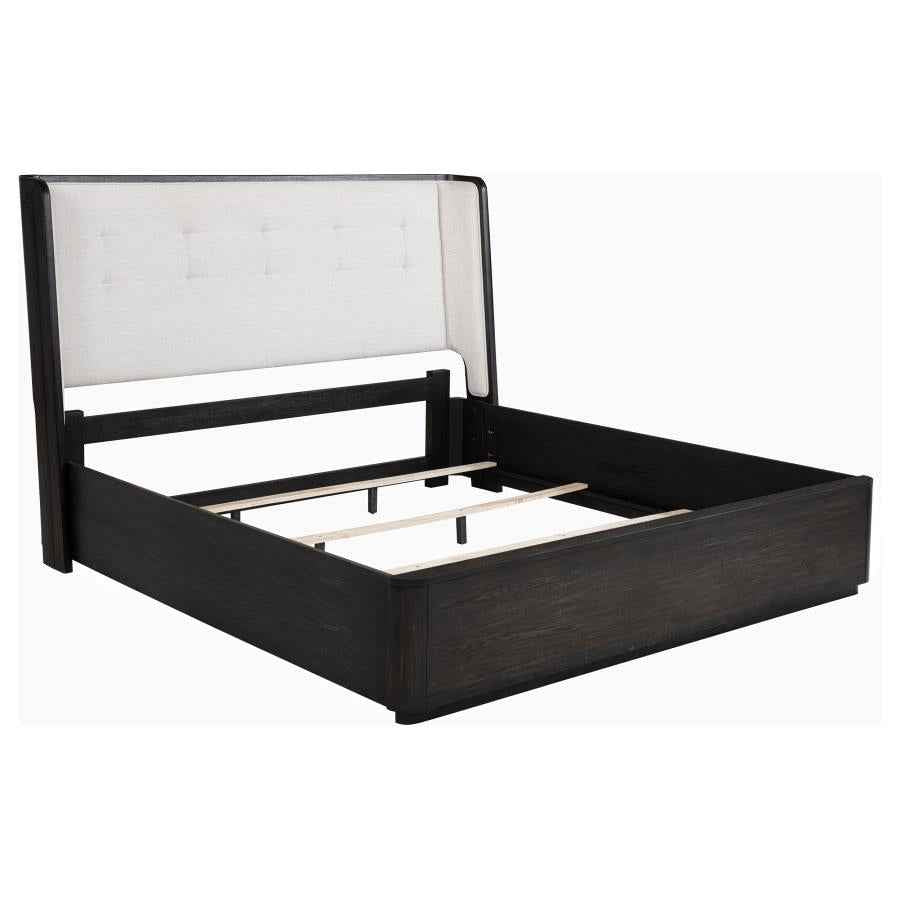 Leandro 55-inch Eastern King Wingback Bed Burnished Black