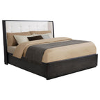 Home & Sleep Outlet - Leandro 55-inch Eastern King Wingback Bed Burnished Black