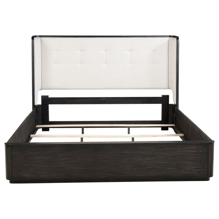 Home & Sleep Outlet - Leandro 55-inch Eastern King Wingback Bed Burnished Black