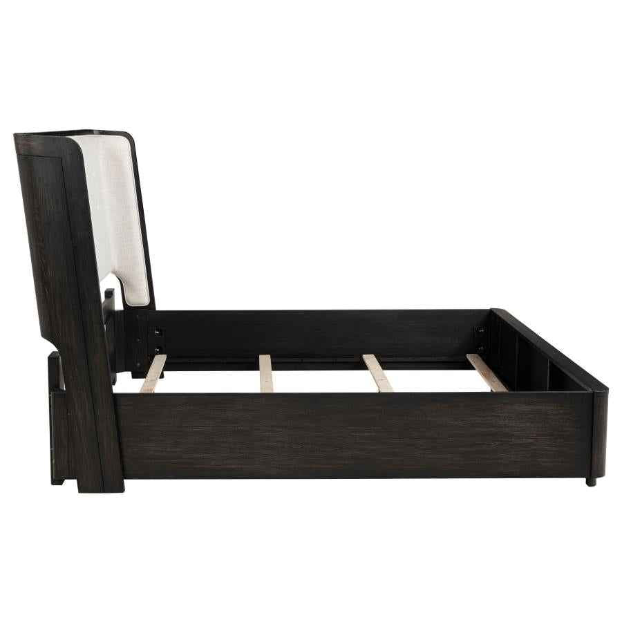 Leandro 55-inch California King Wingback Bed Burnished Black