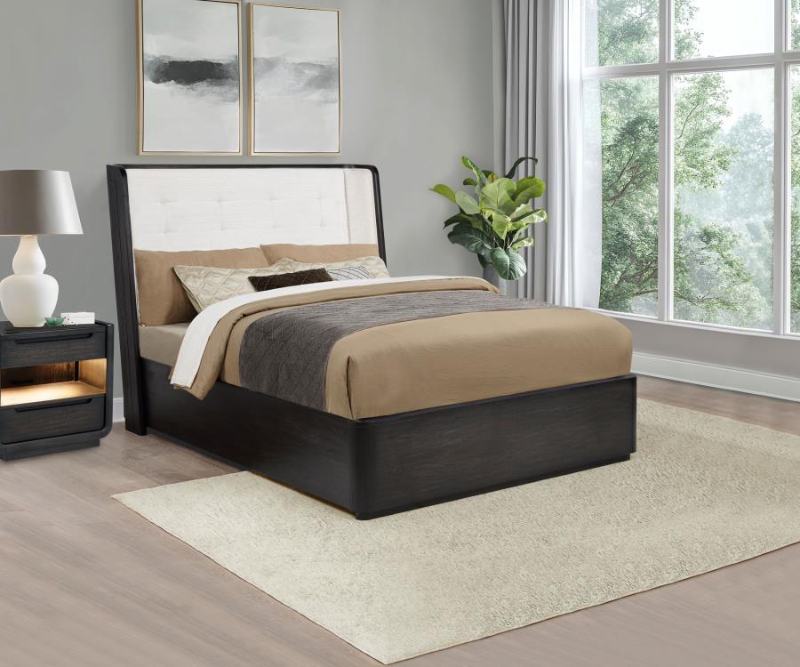 Home & Sleep Outlet - Leandro 55-inch Queen Wingback Bed Burnished Black