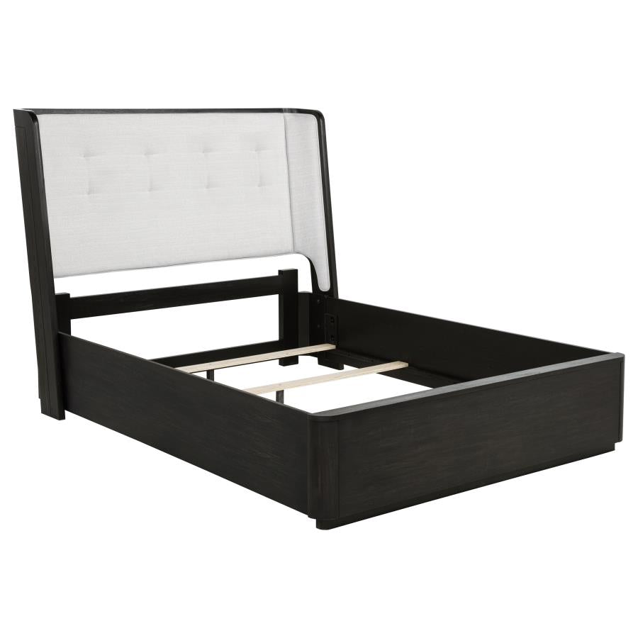 Home & Sleep Outlet - Leandro 55-inch Queen Wingback Bed Burnished Black